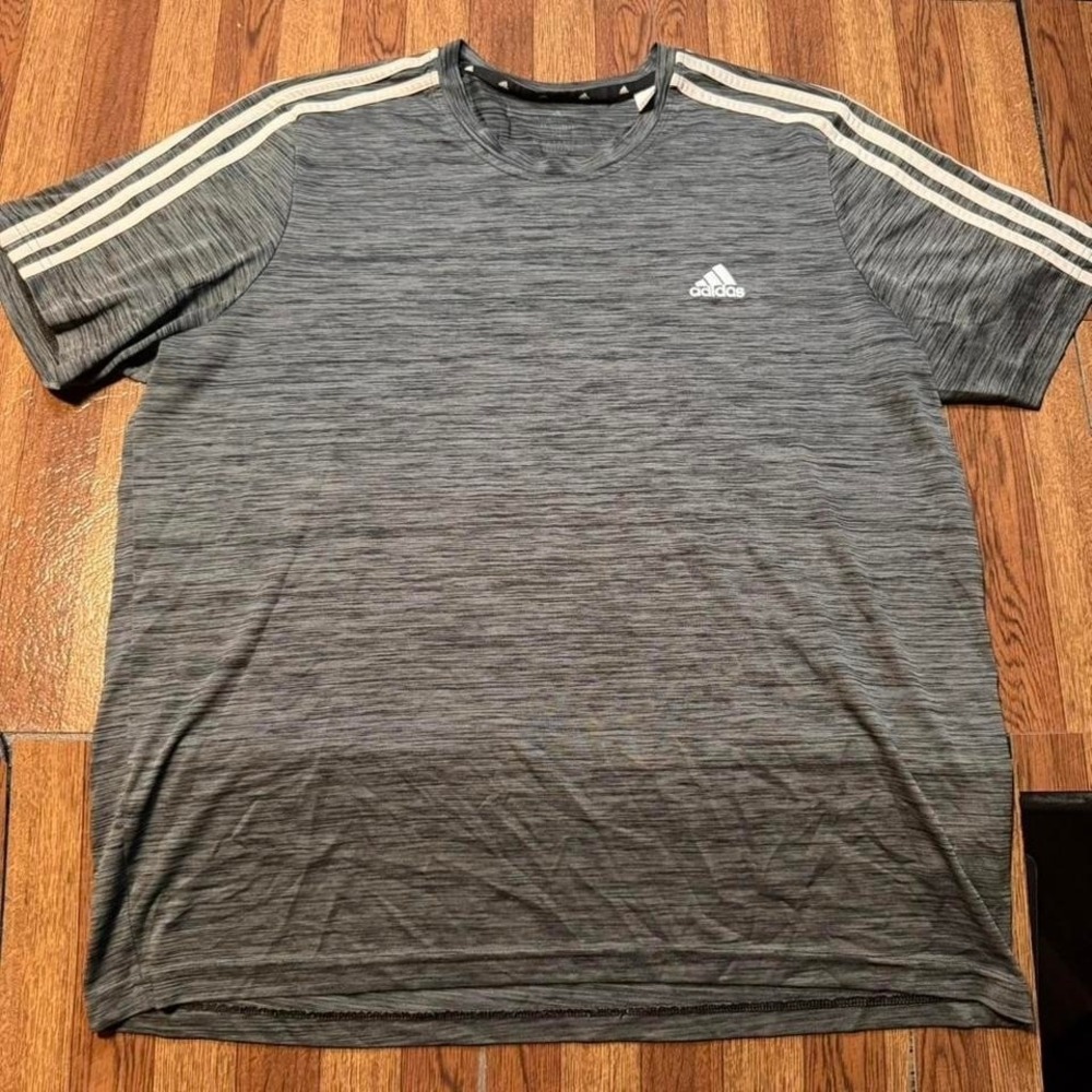 Adidas‎ Grey Striped Prime Retro Tech Running Train Shirt XL